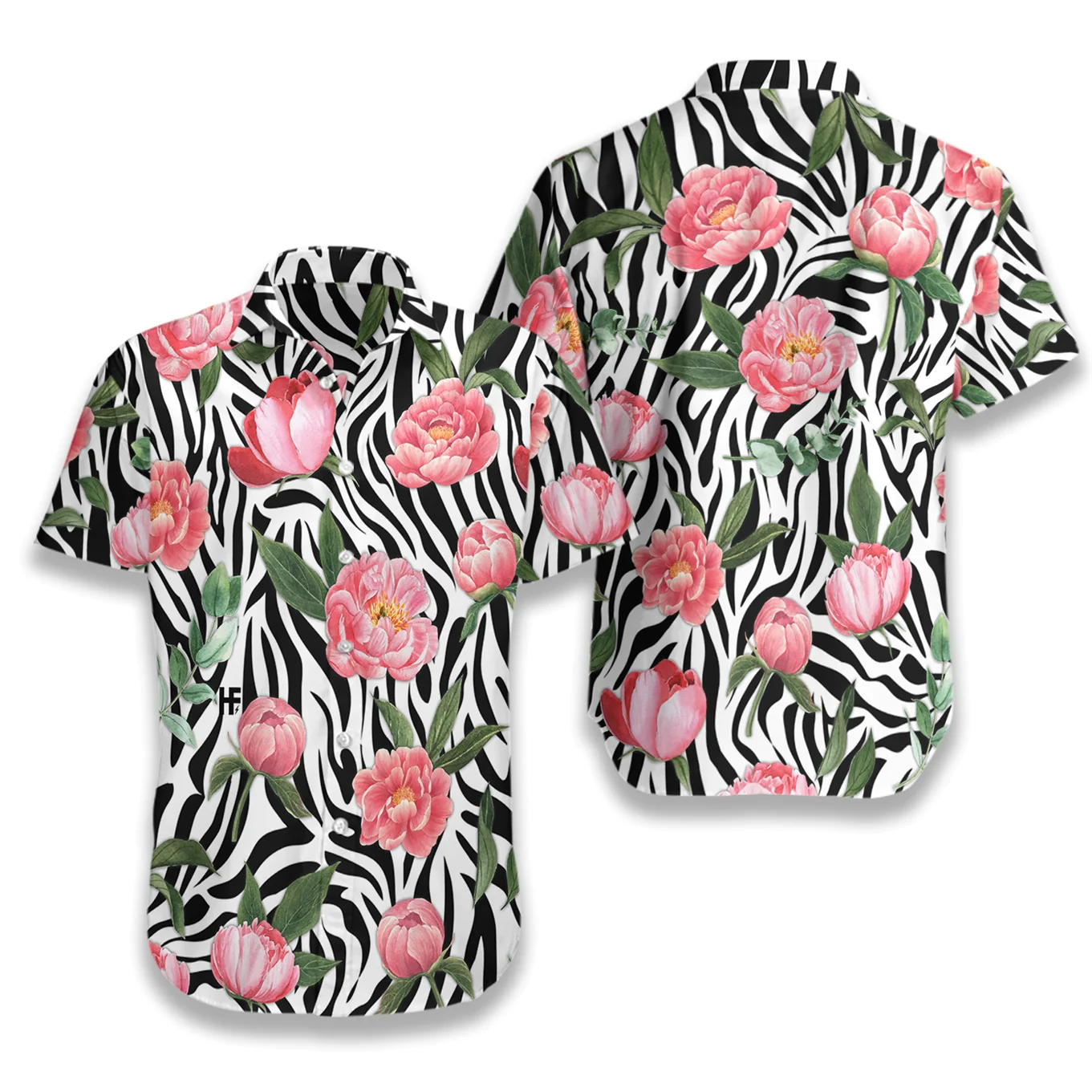 Peony Zebra Watercolor Painting Art Hawaiian Shirt Aloha Shirt For Men and Women