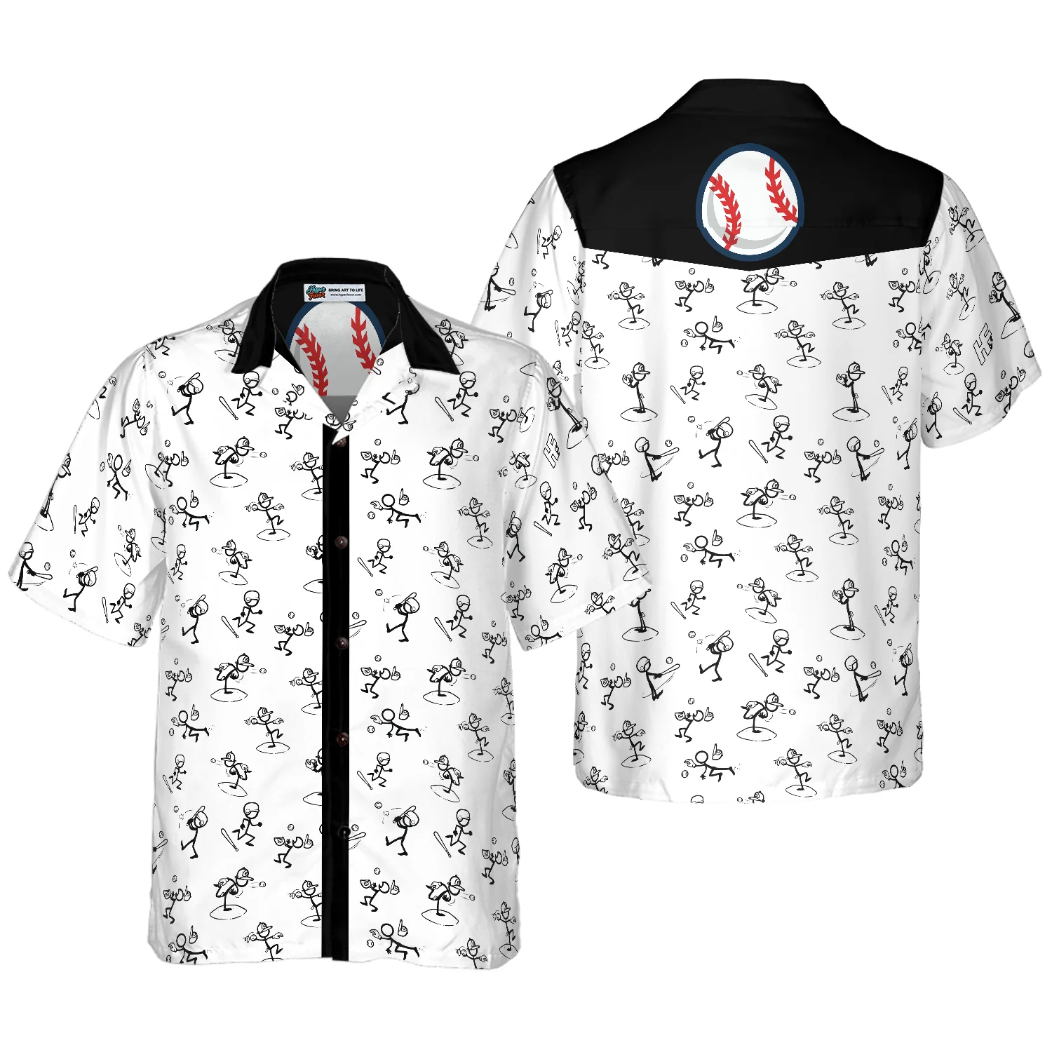 Stickfigures Playing Baseball Hawaiian Shirt Aloha Shirt For Men and Women