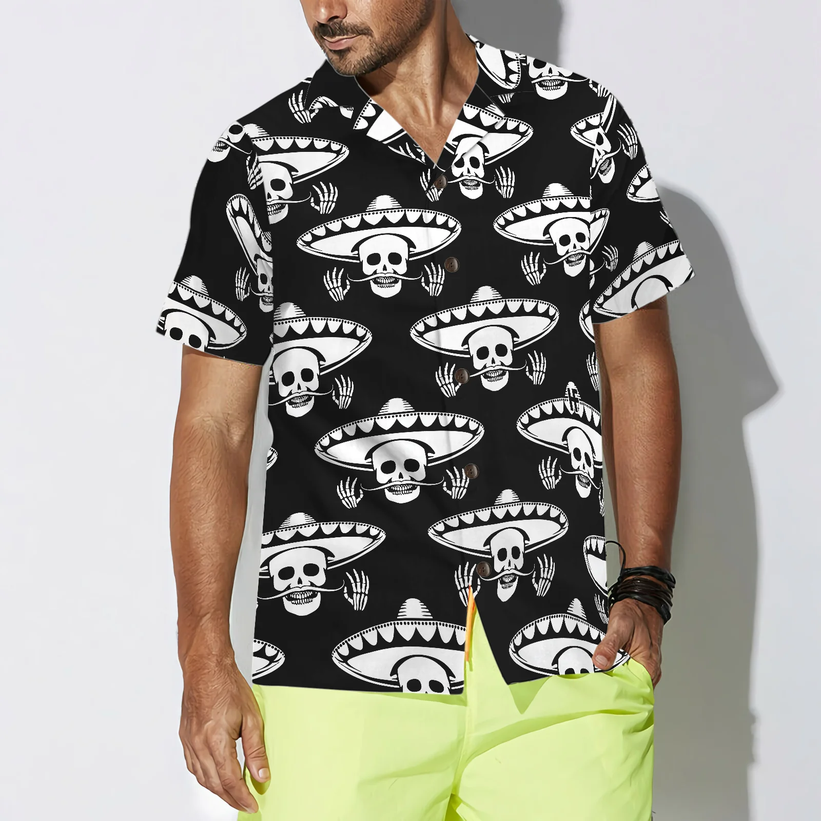 Mustache Skull Mexico Hawaiian Shirt Aloha Shirt For Men and Women