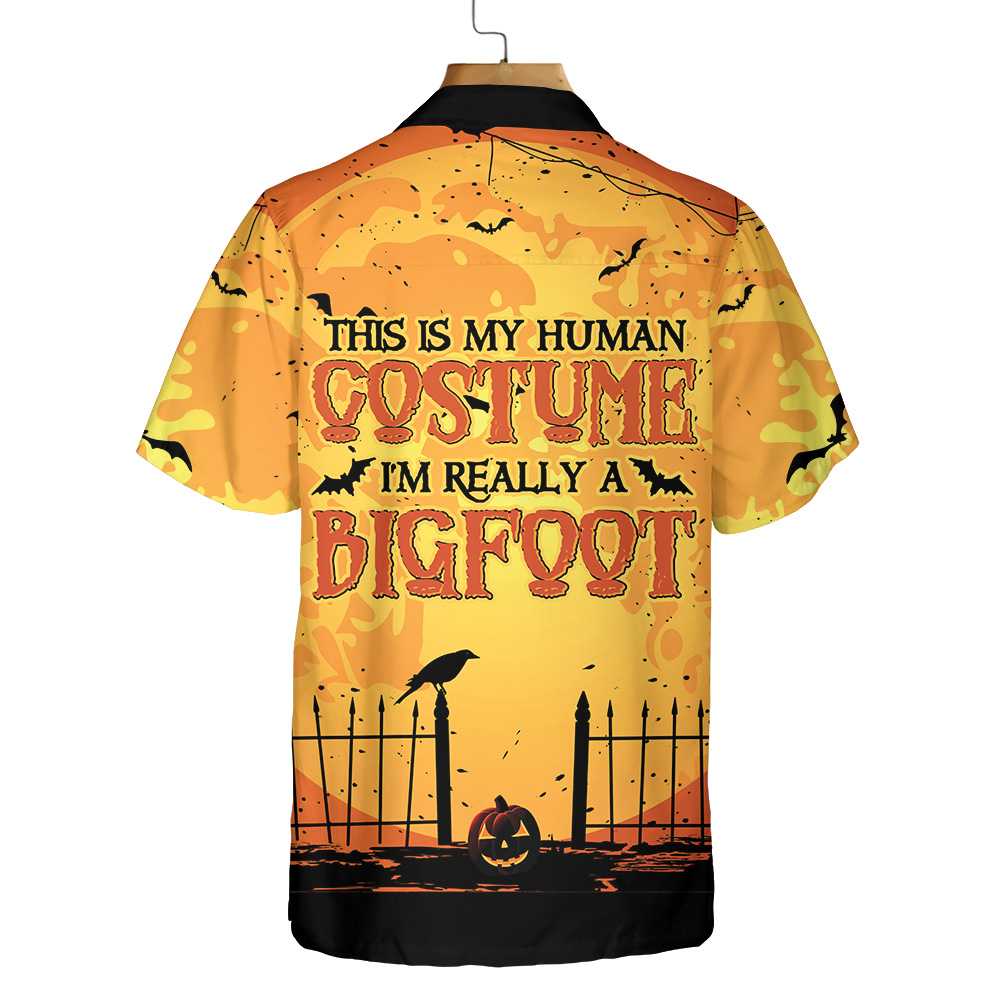 This Is My Human Costume Halloween Hawaiian Shirt Bigfoot Halloween Shirt Funny Shirt For Halloween Aloha Shirt For Men and Women