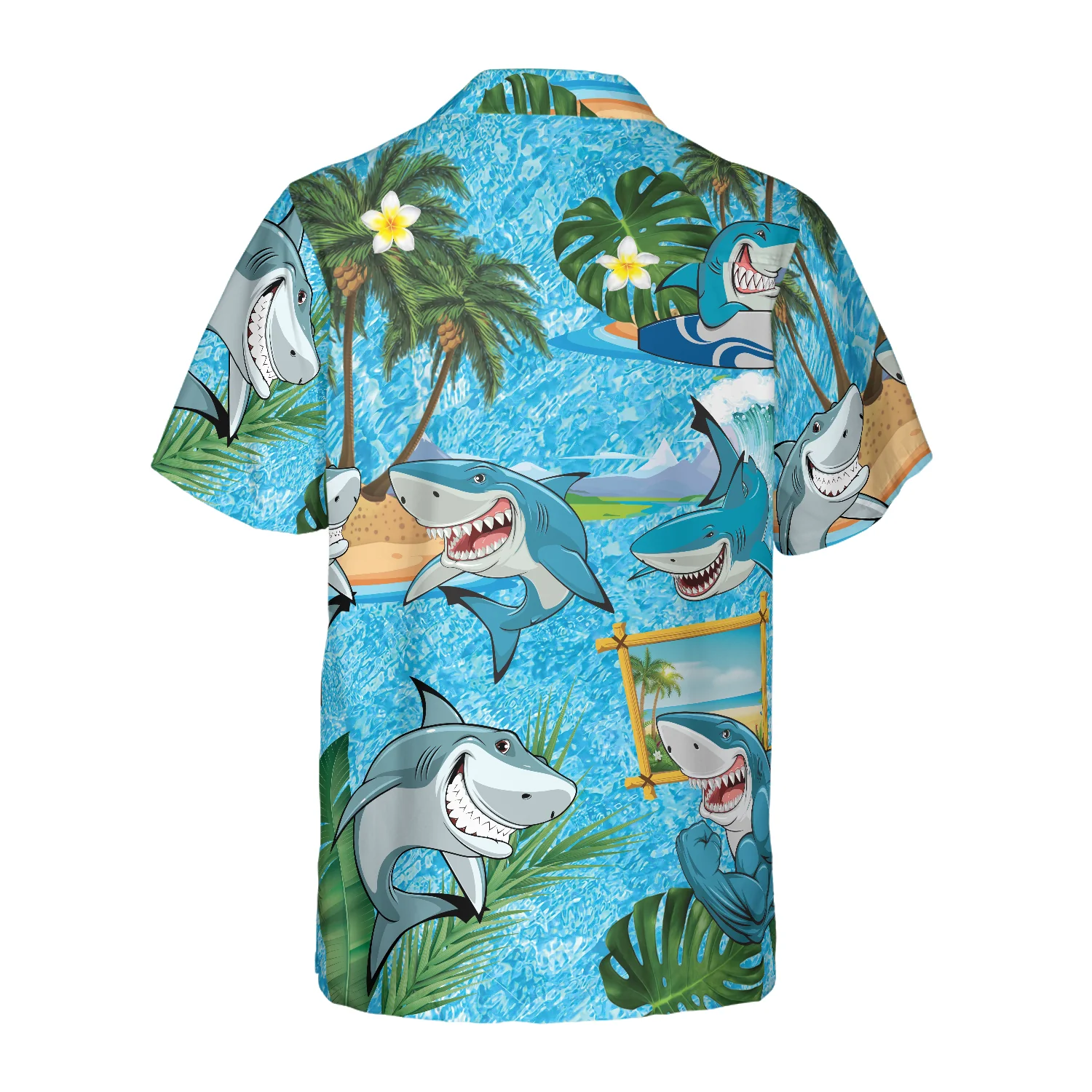 Sharks On The Beach Hawaiian Shirt Aloha Shirt For Men and Women