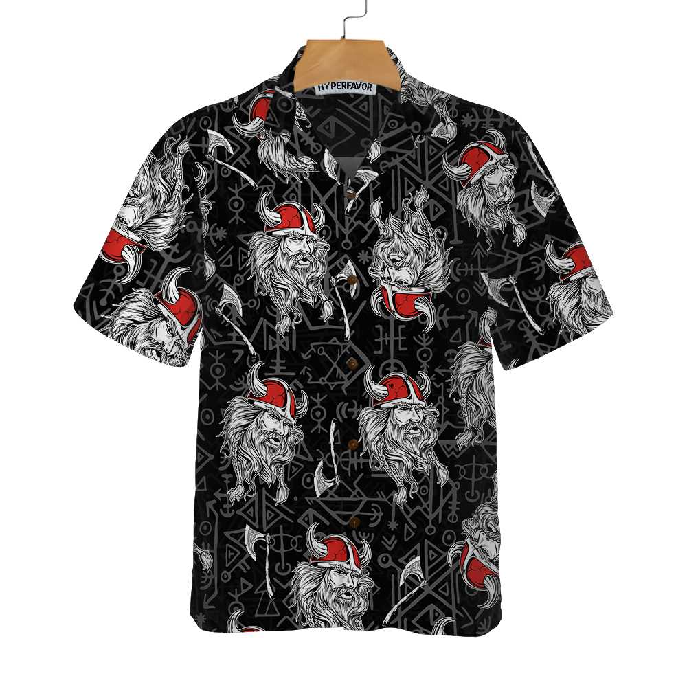 Viking Head Hawaiian Shirt Seamless Pattern God Odin Viking Shirt Aloha Shirt For Men and Women