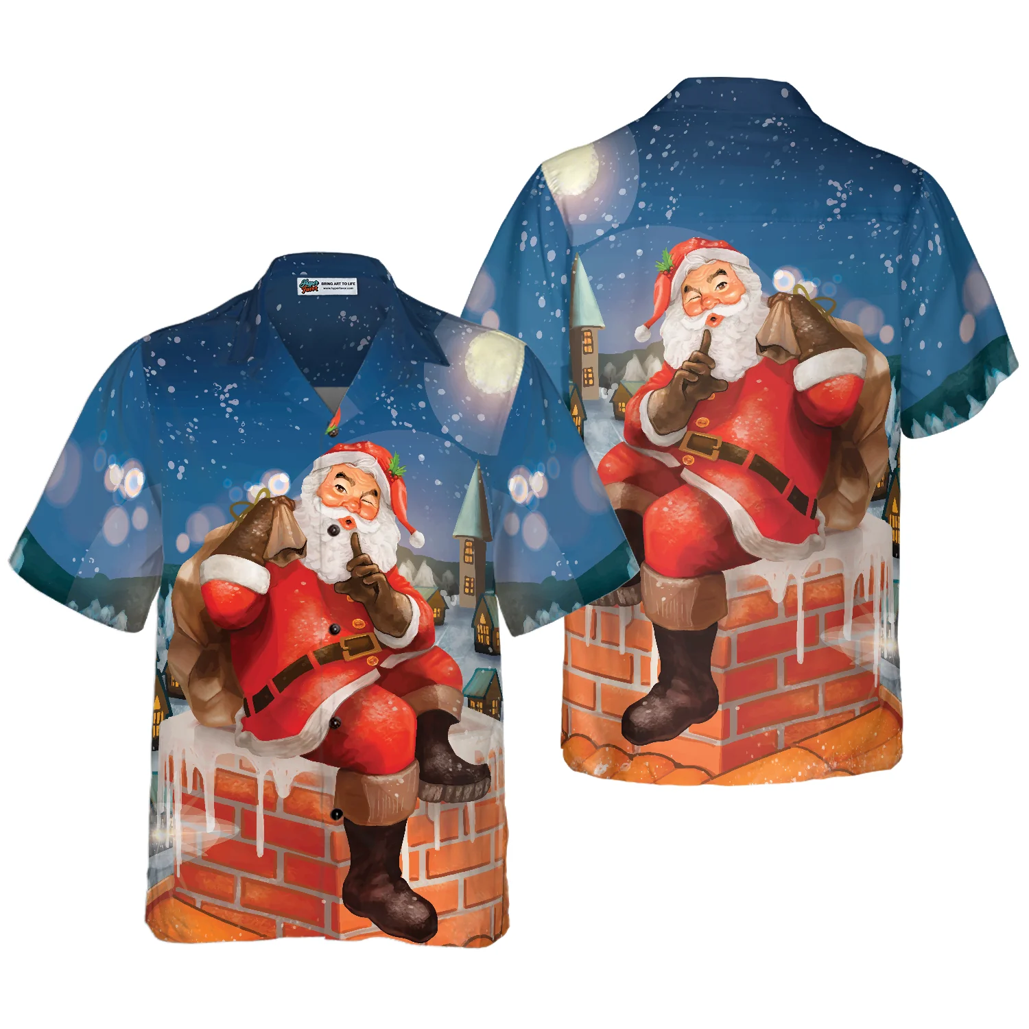 Hawaiian Shirts Santa With Gift Shirt Short Sleeve Christmas Shirt Idea Gift Aloha Shirt For Men and Women