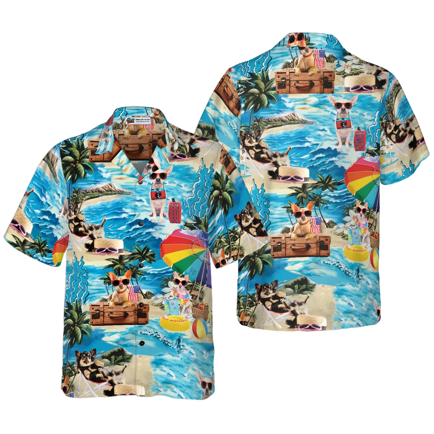 Funny Chihuahua Beach Shirt Hawaiian Shirt Aloha Shirt For Men and Women