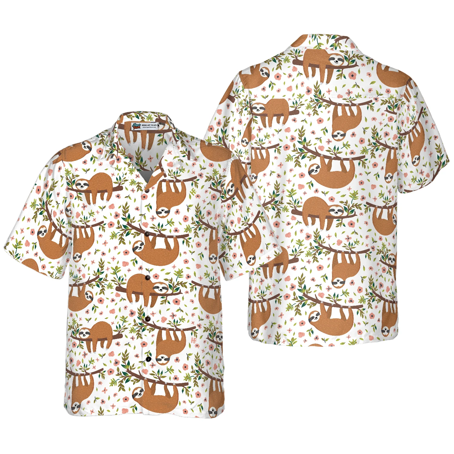 Cute Sloth On Tree Shirt Hawaiian Shirt Aloha Shirt For Men and Women