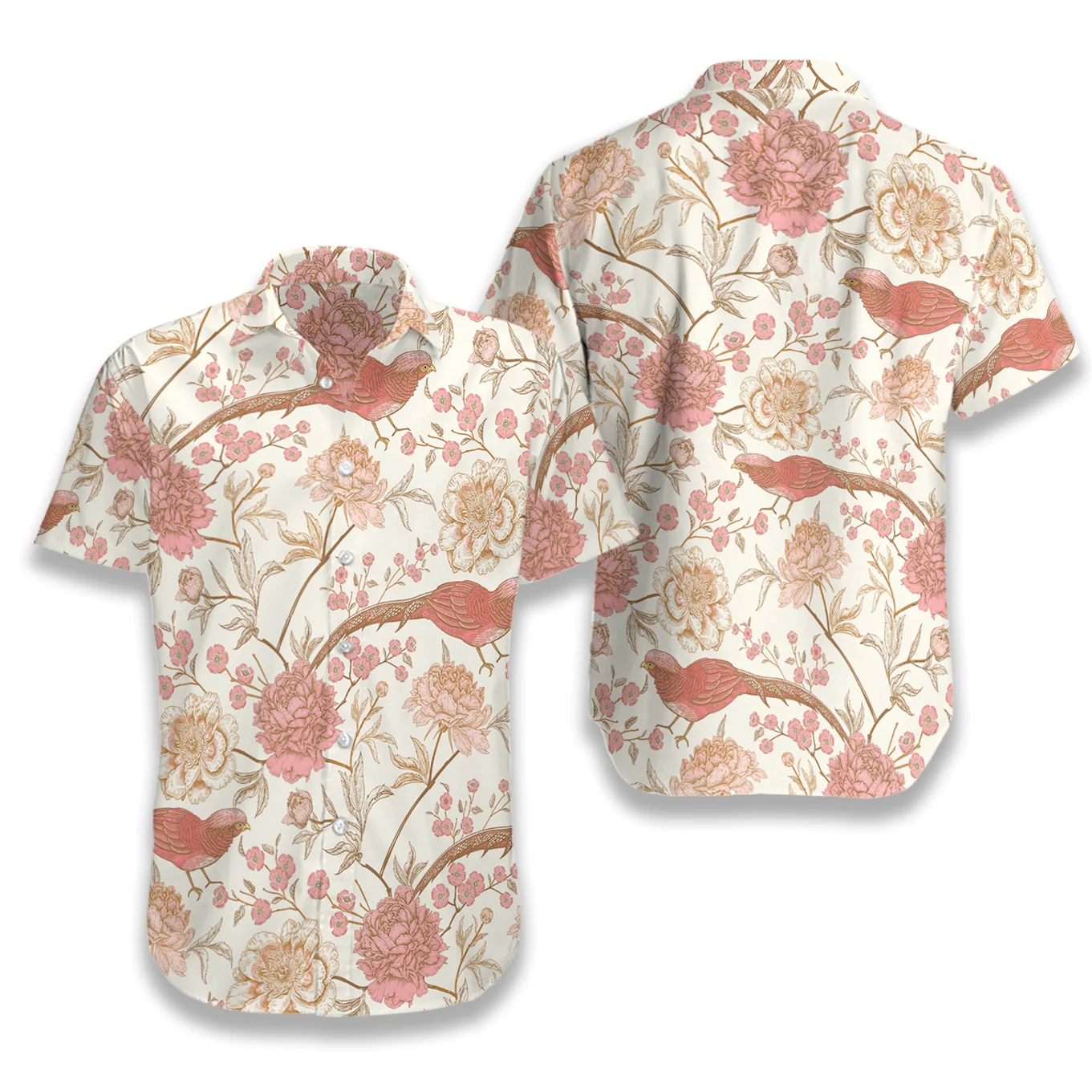 Oriental Pheasant Hawaiian Shirt Aloha Shirt For Men and Women