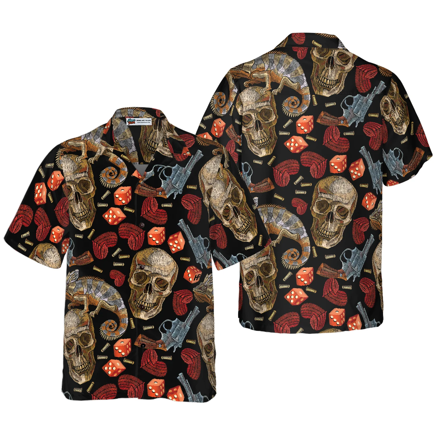 Skull Chameleon Hawaiian Shirt Aloha Shirt For Men and Women