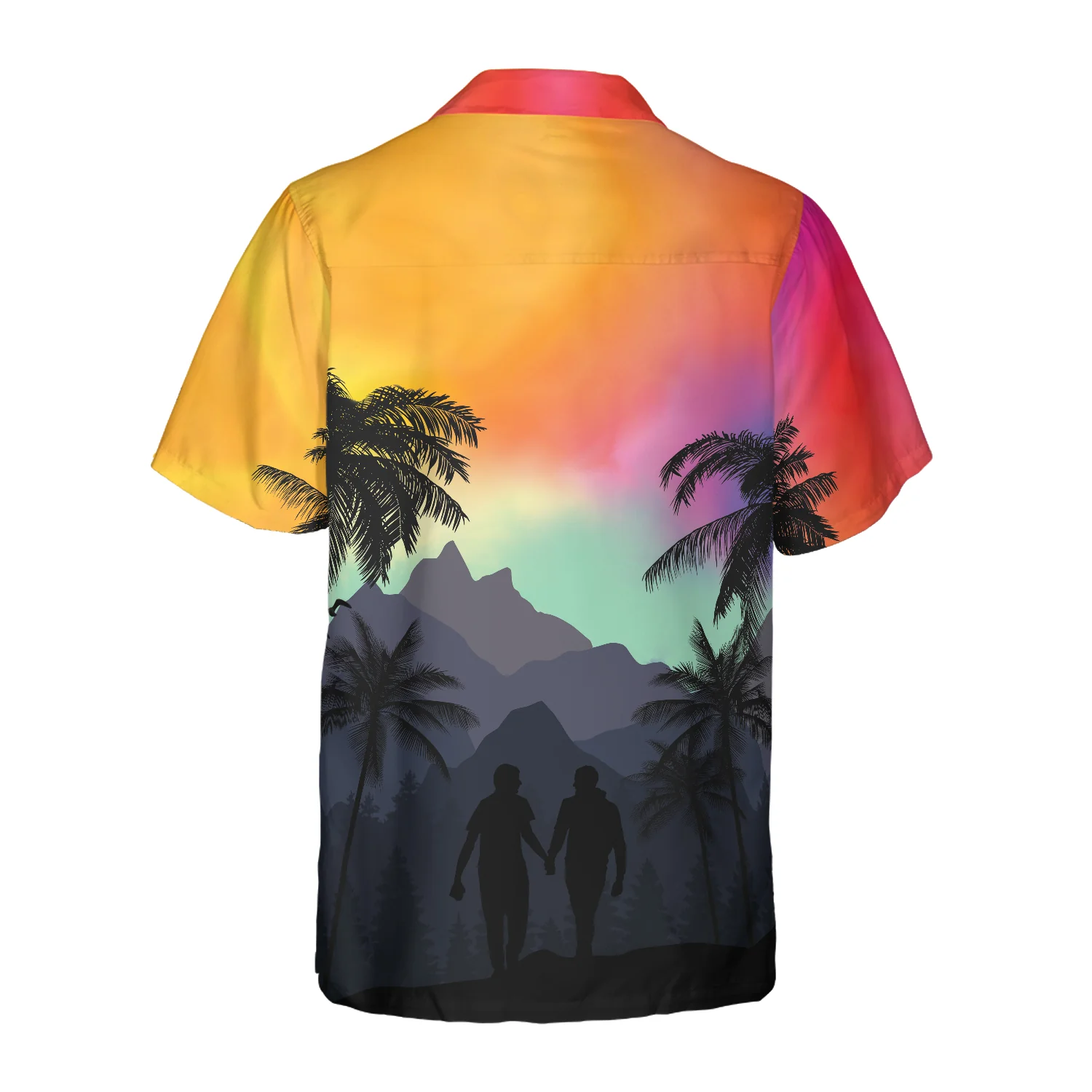 LGBT Sunset With Heart Hawaiian Shirt Aloha Shirt For Men and Women