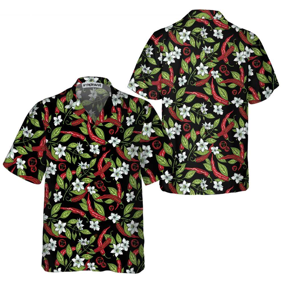 Mexican Jalapeno Chilli Flowers Hawaiian Shirt Funny Red Pepper Shirt Red Hot Chilli Shirt Aloha Shirt For Men and Women