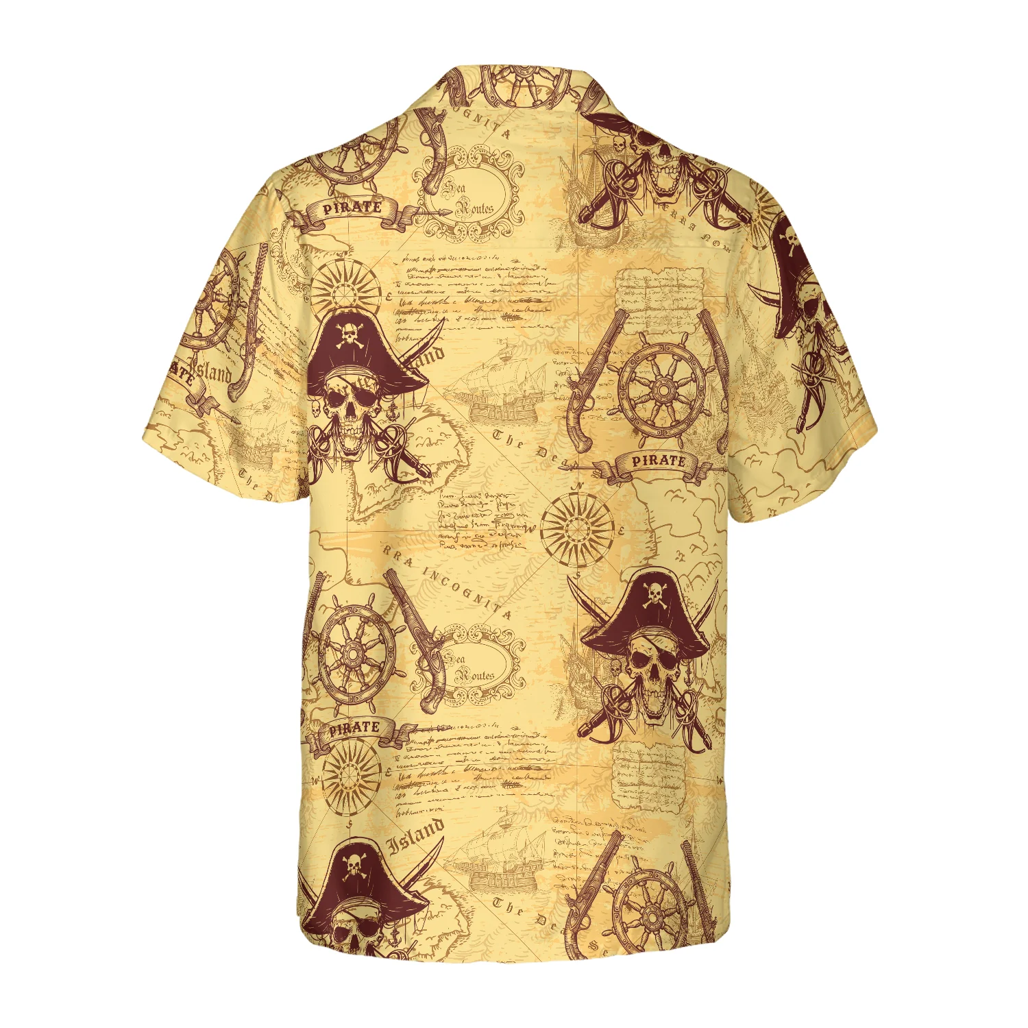 Skull Pirates Of The Ancient Sea Map Hawaiian Shirt Aloha Shirt For Men and Women