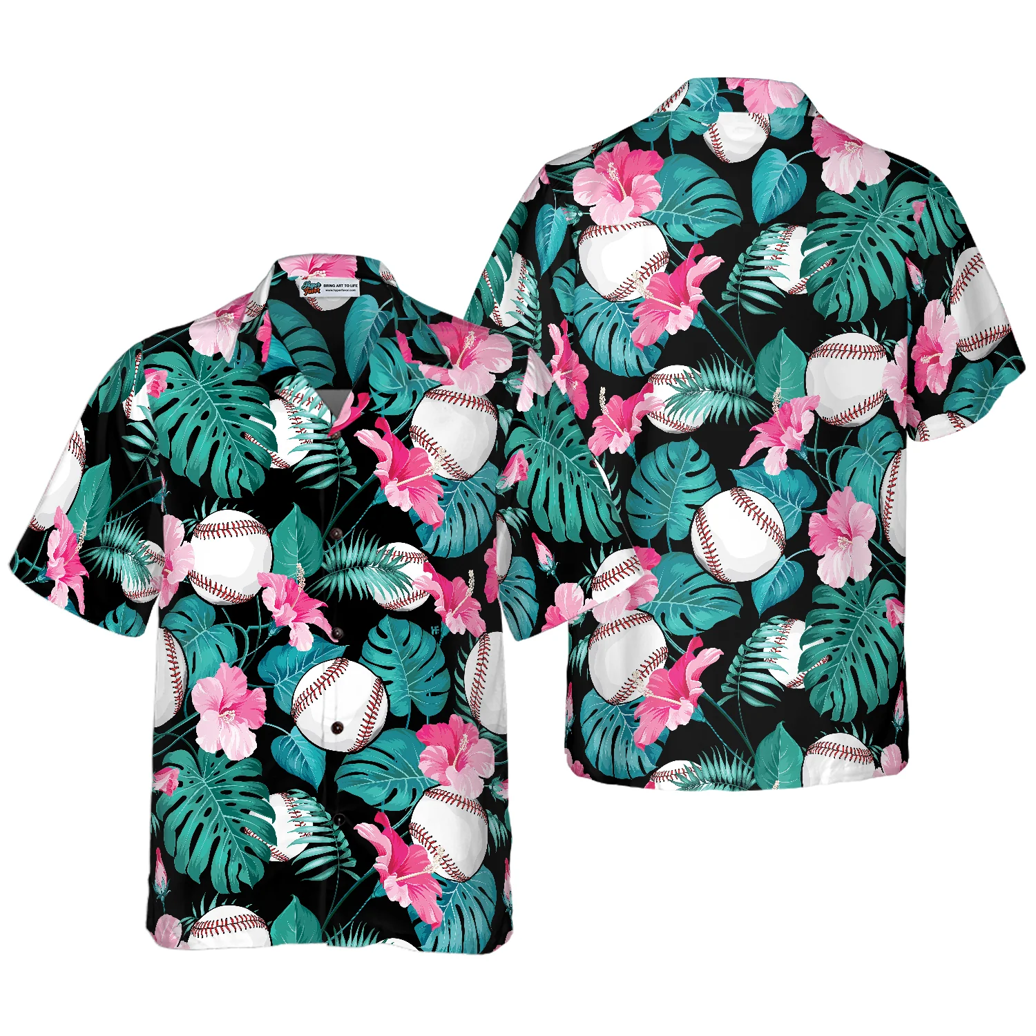 Tropical Flower Baseball Hawaiian Shirt Aloha Shirt For Men and Women