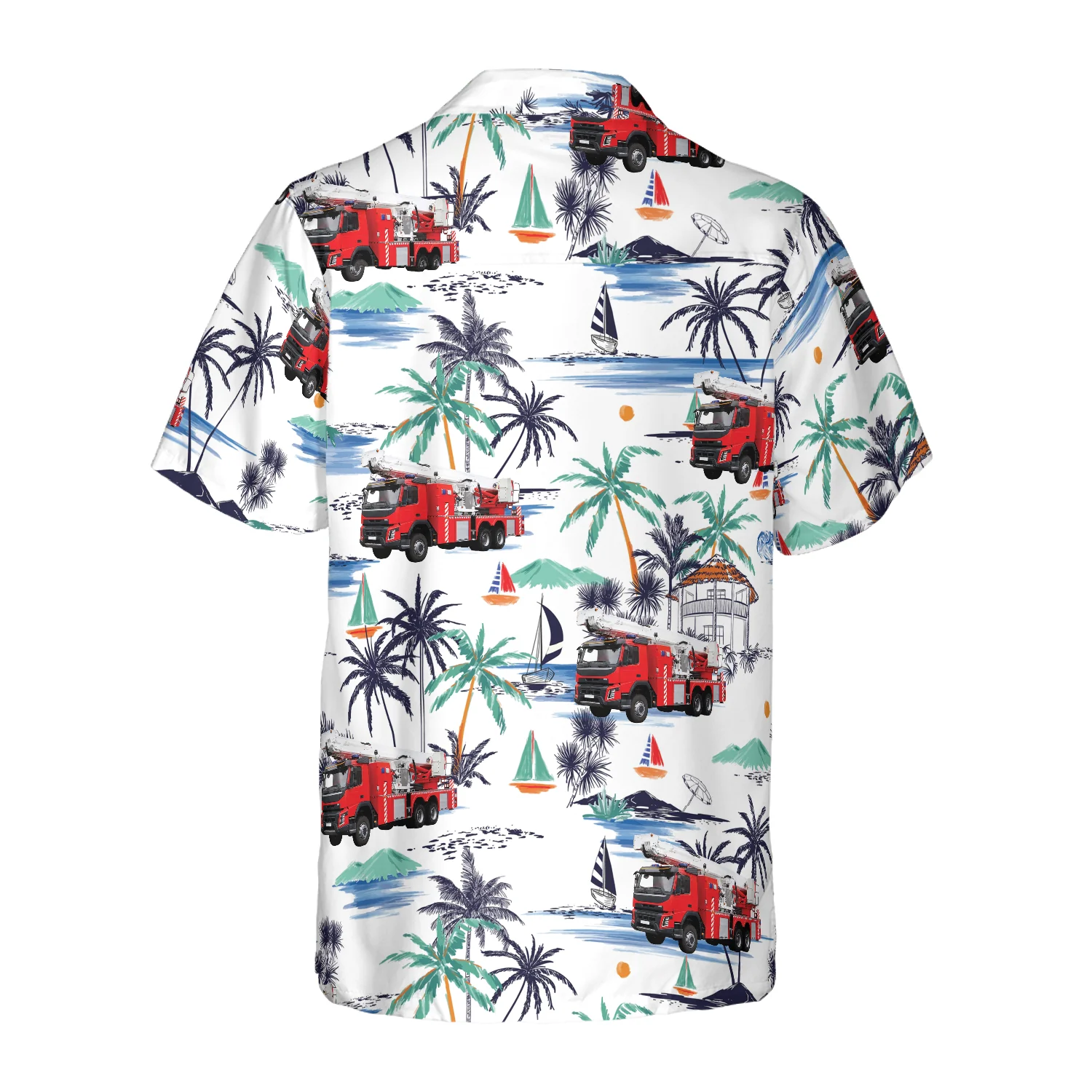 Fire Truck Friend Of Firefighter Hawaiian Shirt White Tropical Red Fire Truck Firefighter Shirt Aloha Shirt For Men and Women