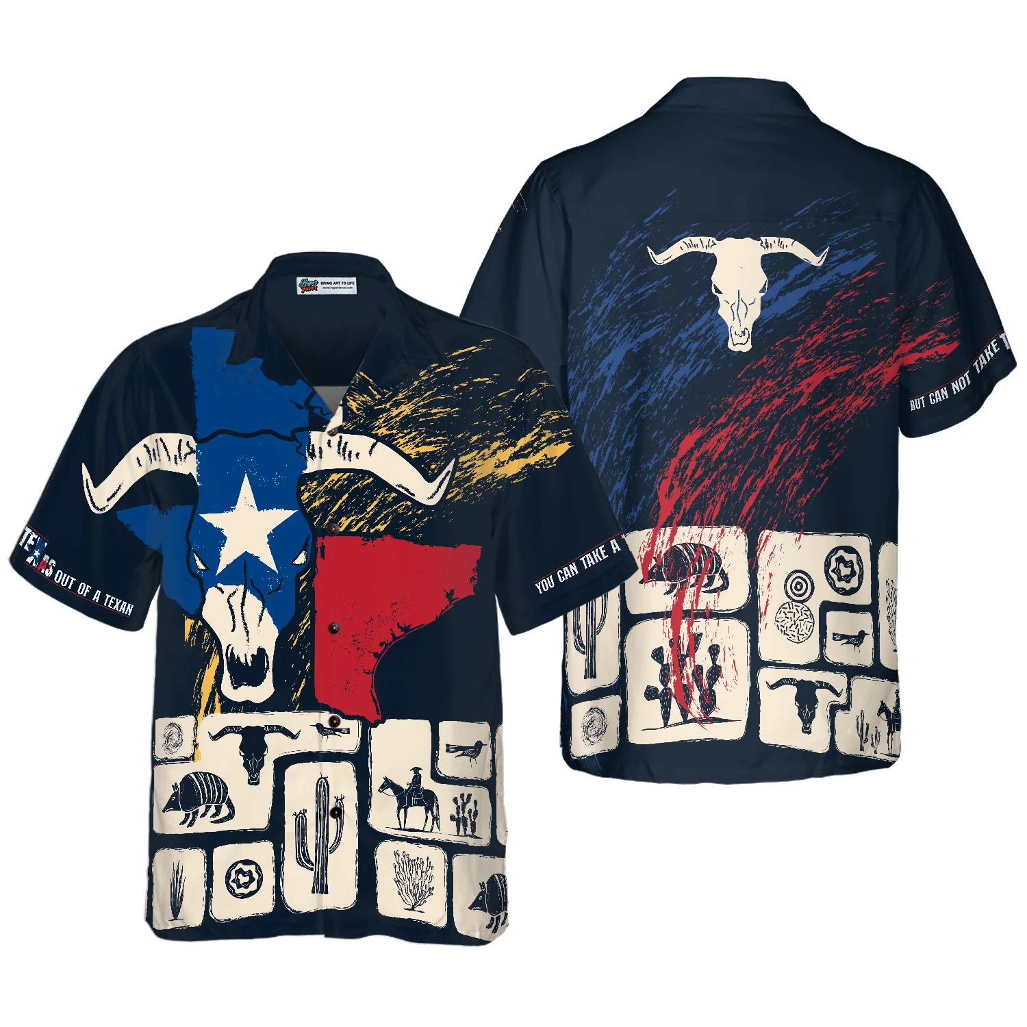 Texas Flag Hawaiian Shirt Texas Pride Home Shirt Longhorn Skull Proud Texas Shirt For Texans Aloha Shirt For Men and Women