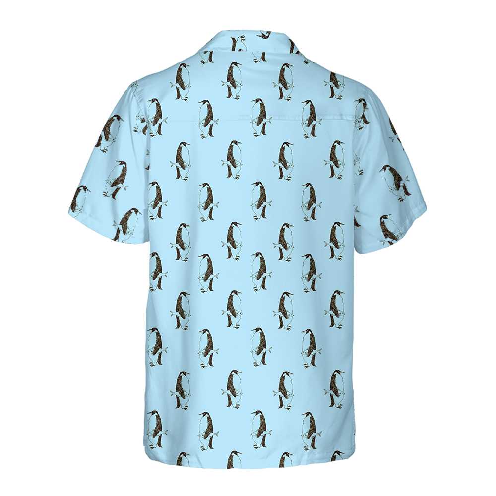 Penguin And Fish Seamless Pattern Hawaiian Shirt Cool Penguin Shirt Penguin Themed Gift Idea Aloha Shirt For Men and Women