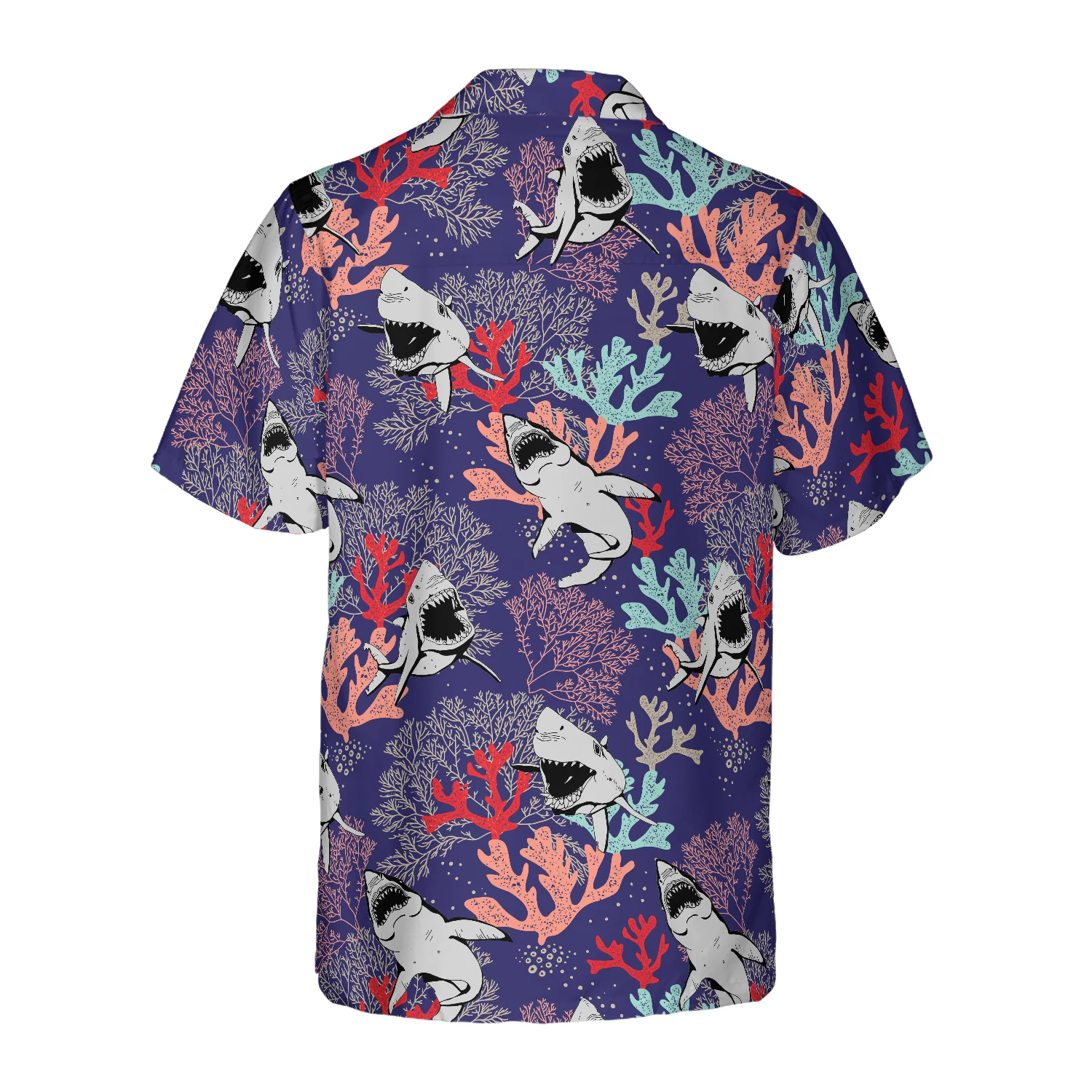 Blue Ocean Coral Sharks Hawaiian Shirt Aloha Shirt For Men and Women