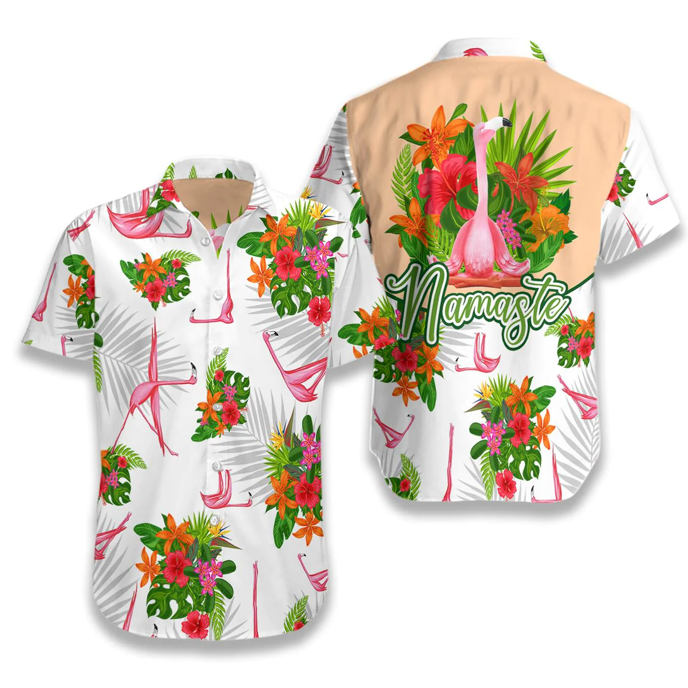 Tropical Workout Yoga Flamingo Namaste Hawaiian Shirt Aloha Shirt For Men and Women