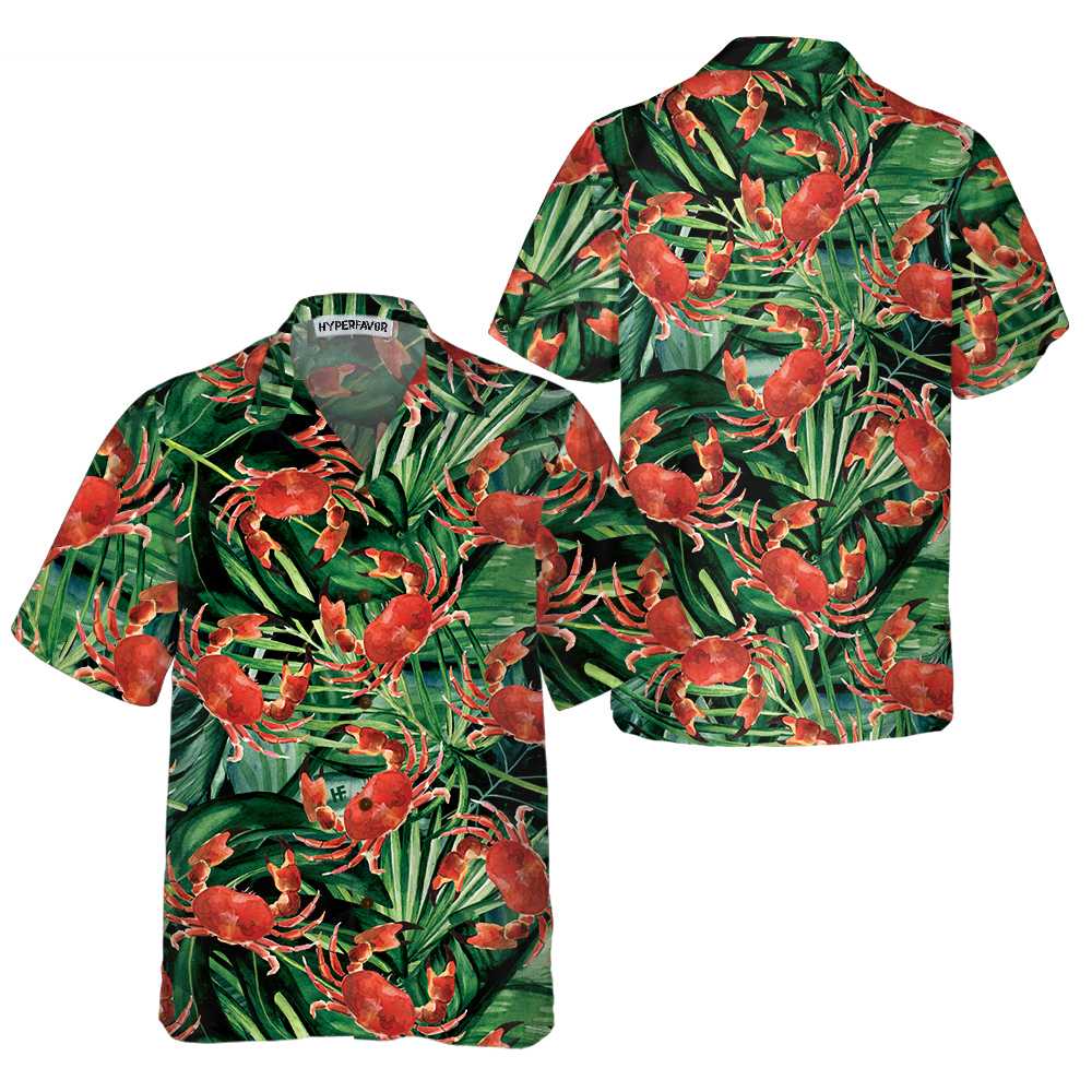 Red Crab Pattern Hawaiian Shirt Unique Crab Shirt Crab Print Shirt Aloha Shirt For Men and Women