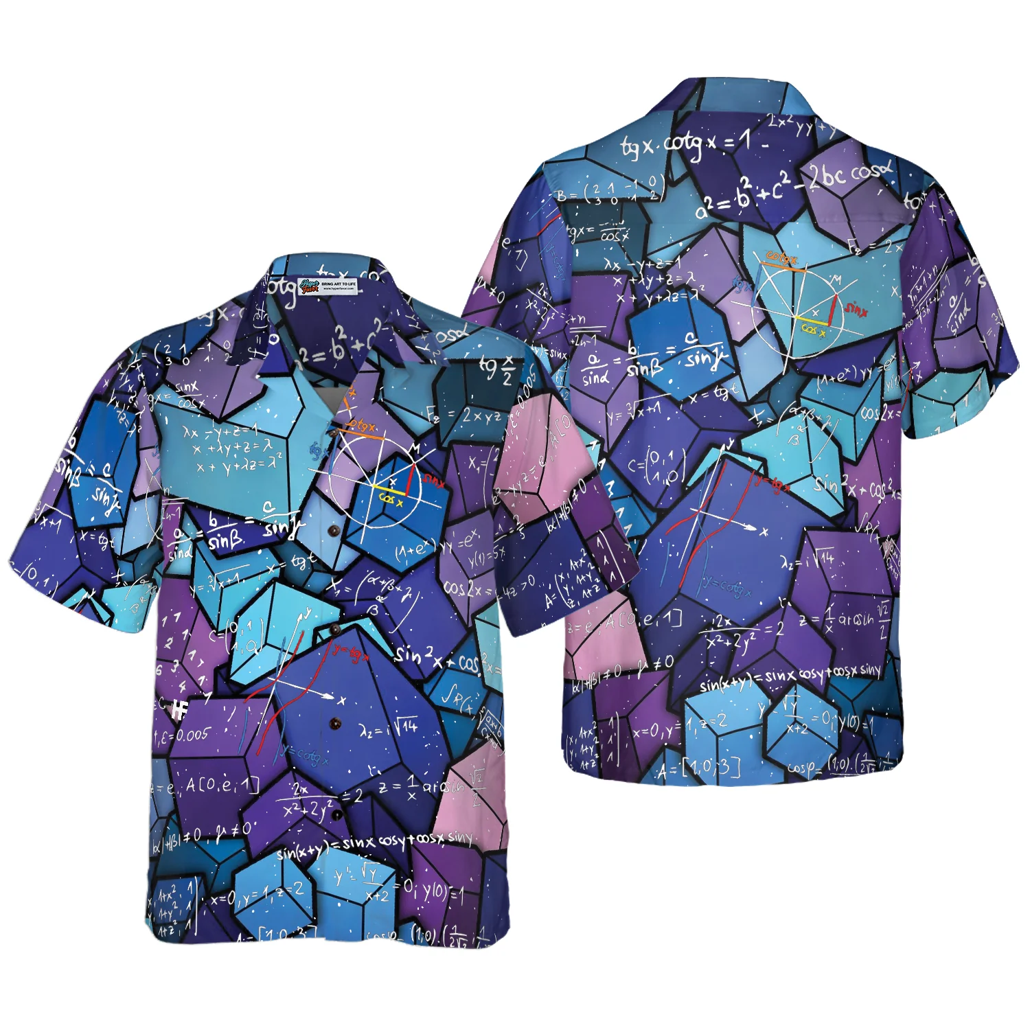 I Love Math Digital Pattern Hawaiian Shirt Aloha Shirt For Men and Women