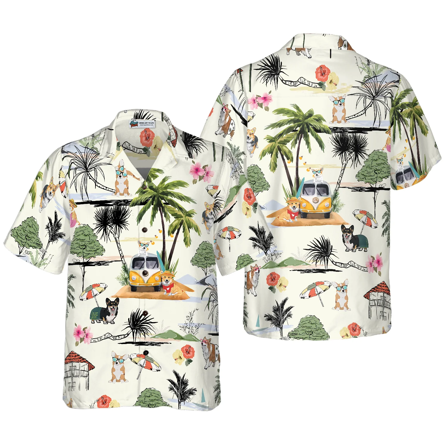 Corgi Hawaii Beach Hawaiian Shirt Aloha Shirt For Men and Women