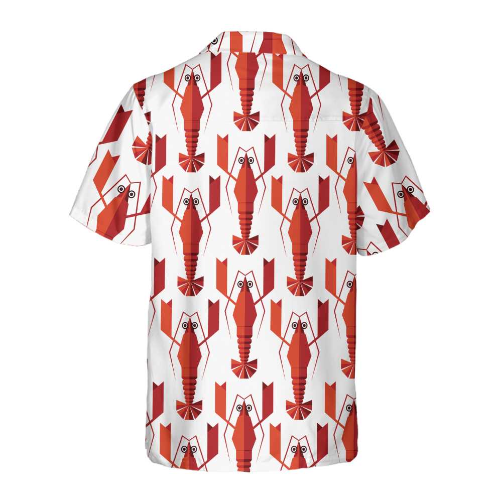 Geometric Lobster Pattern Hawaiian Shirt Funny Lobster Shirt For Adults Lobster Print Shirt Aloha Shirt For Men and Women