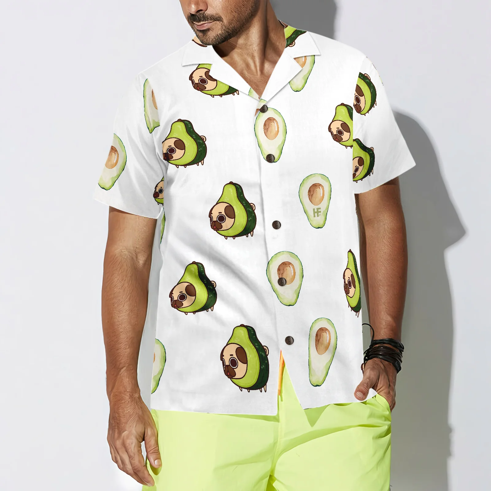 Pug And Avocado Seamless Dogs Hawaiian Shirt Aloha Shirt For Men and Women