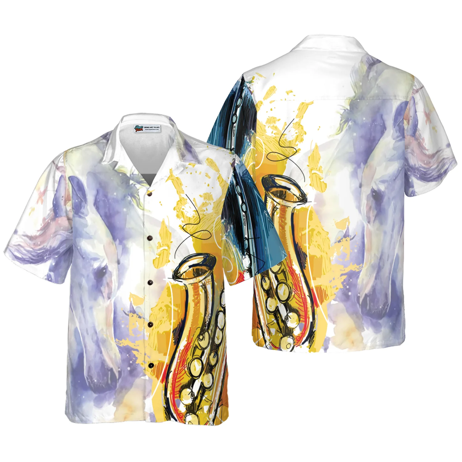 Saxophone And Horse Hawaiian Shirt Aloha Shirt For Men and Women