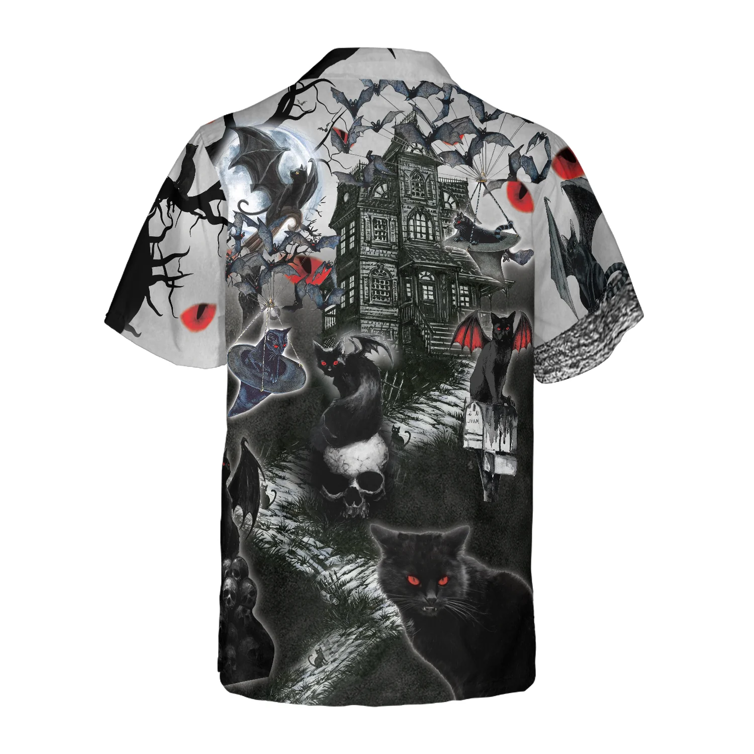 Black Cats Are Flying Halloween Hawaiian Shirt Halloween Shirt Aloha Shirt For Men and Women