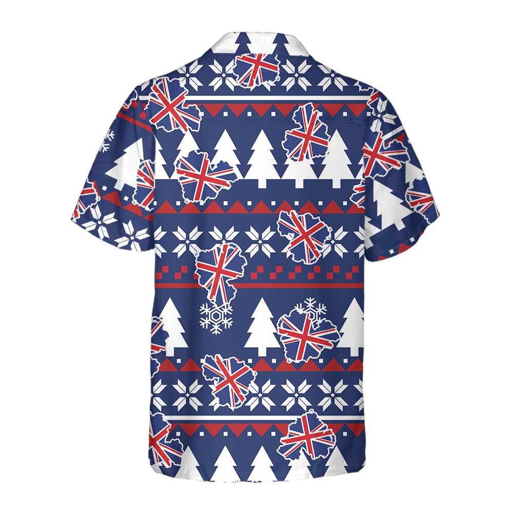 London Ugly Christmas Pattern Hawaiian Shirt England Flag Christmas Shirt Aloha Shirt For Men and Women