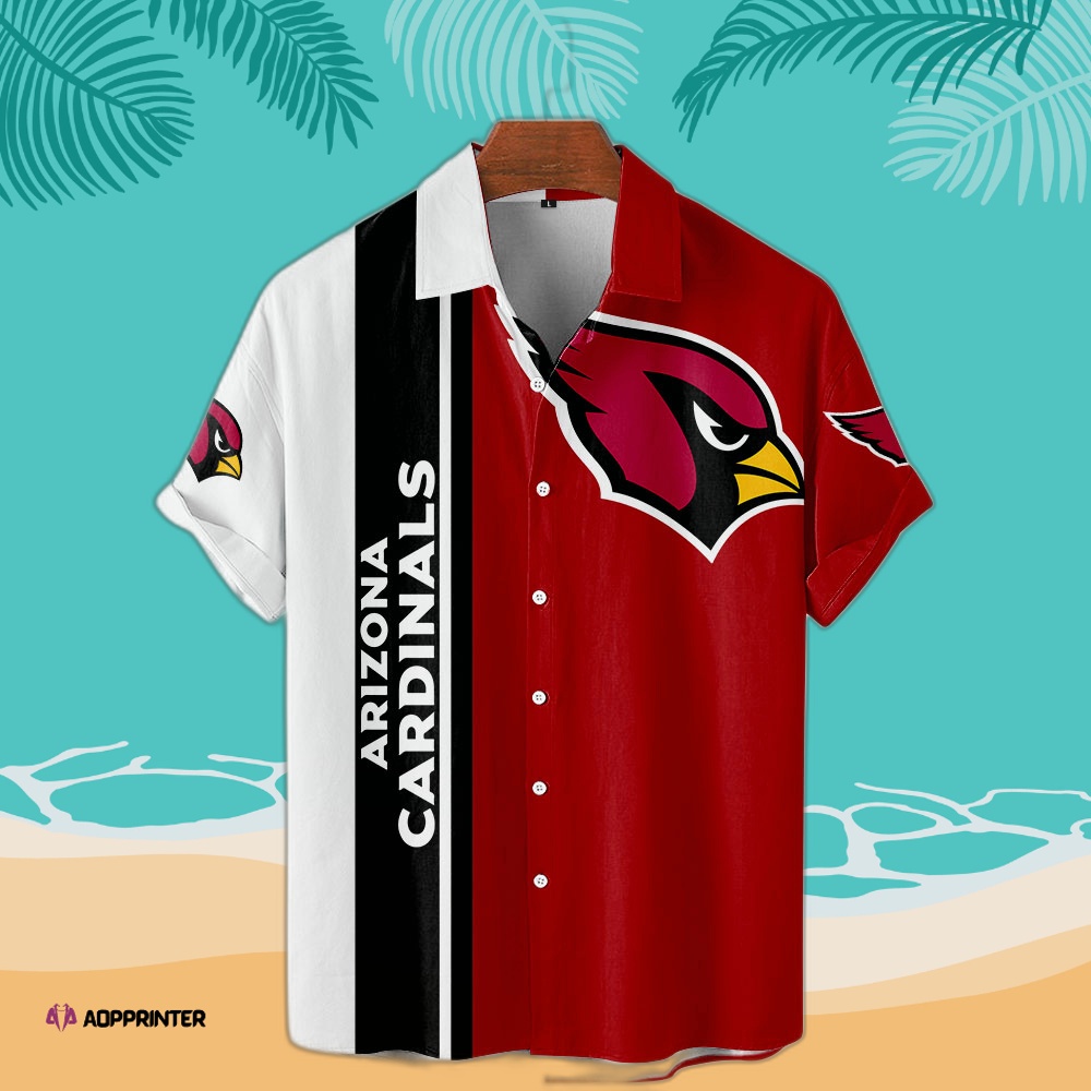 Arizona Cardinals Black Button Hawaiian Shirt White/Red 08