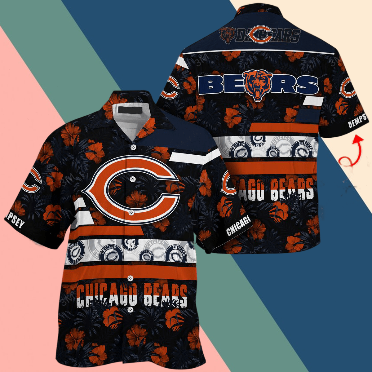 Custom Name Chicago Bears NFL-Super Hawaiian Shirt Summer Aloha Shirt For Men Women