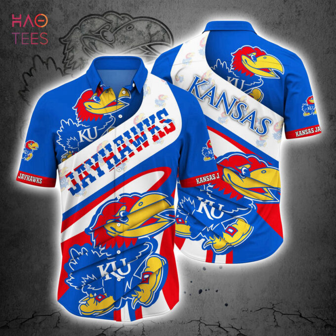 Kansas Jayhawks Hawaiian Shirt Blue Summer Style Aloha Shirt For Men Women