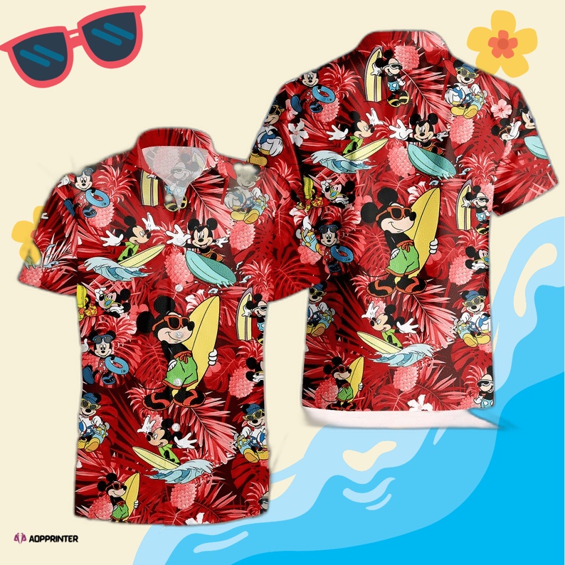 Mickey Mouse Costume Disney Summer Red 3D Hawaiian Shirt