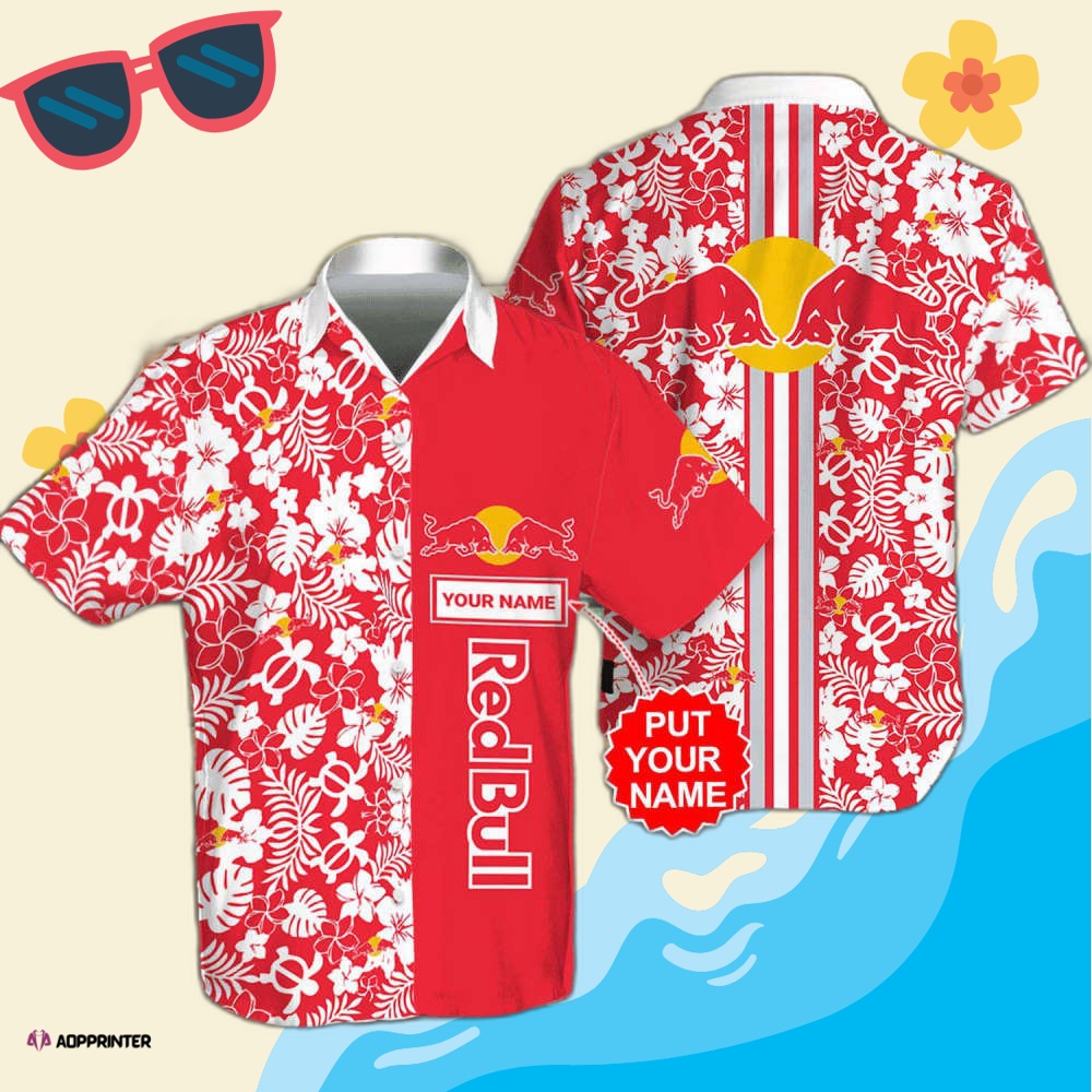 Personalized Red Bull Racing Printed Summer Floral Summer Beach Hawaiian Shirt