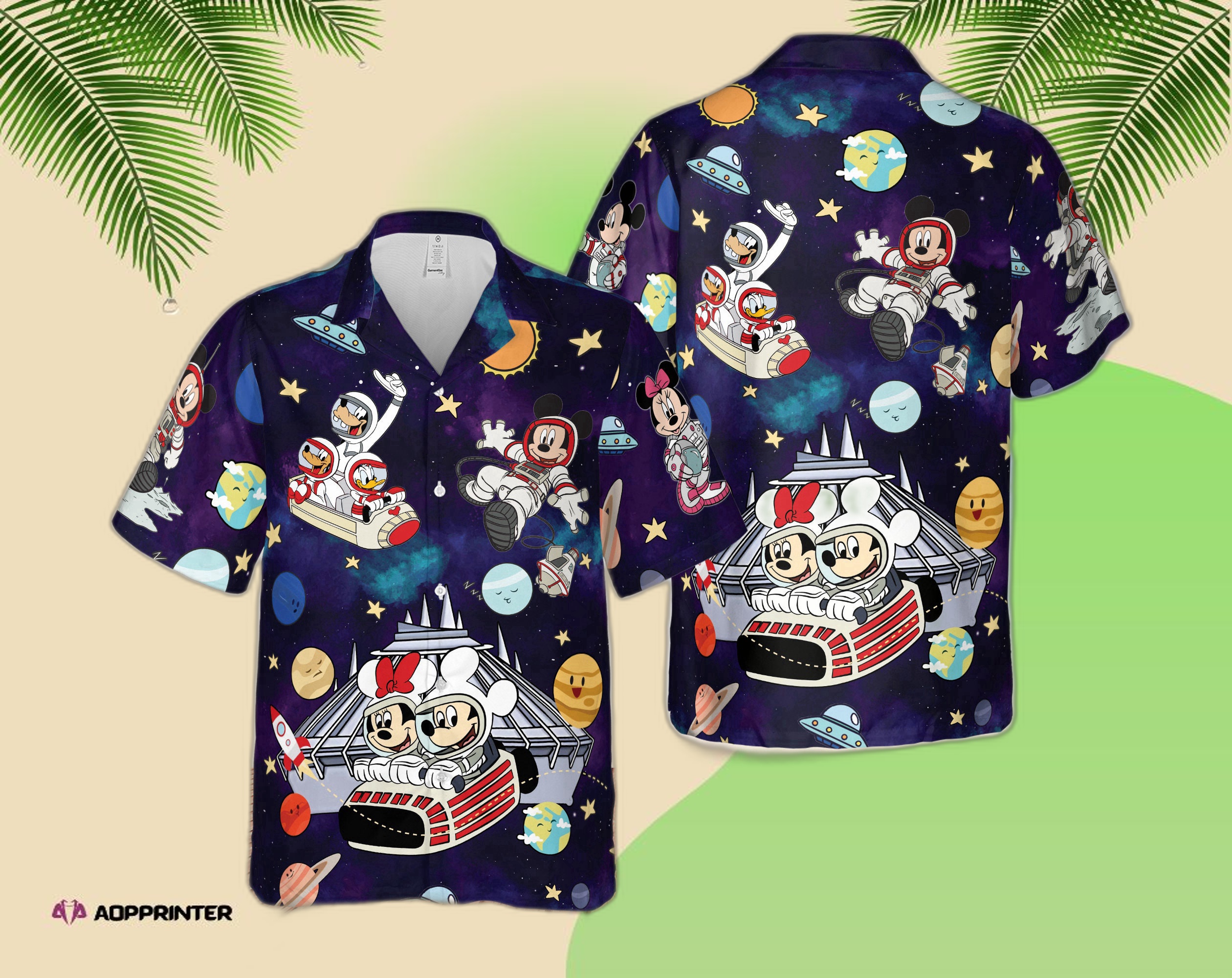 Retro Disneyland Astronaut Hawaiian Set Disney 80s Tomorrowland Shirt