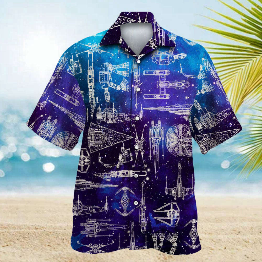 Space Ships Star Wars Galaxy Hawaiian Shirt Summer Aloha Shirt For Men Women