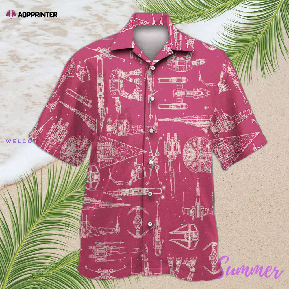 Space Ships Star Wars Pink Hawaiian Shirt Summer Aloha Shirt For Men Women