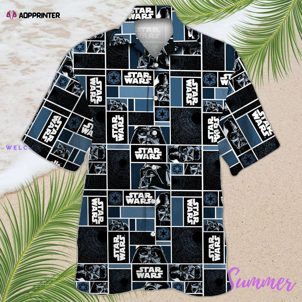 Star Wars Darth Vader Geometric Pattern Black Hawaiian Shirt Summer Aloha Shirt For Men Women