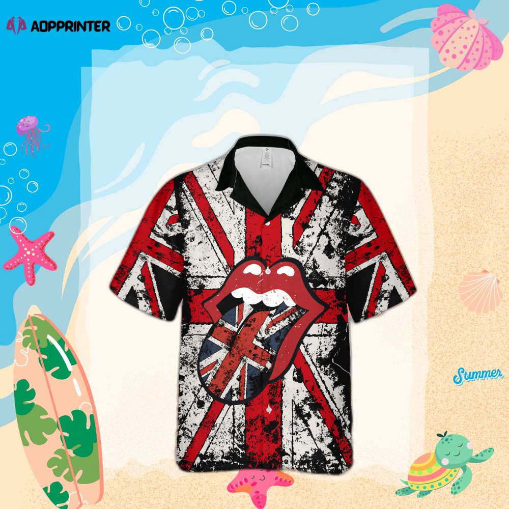 The Rolling Stones United Kingdoms Flag Pattern Hawaiian Shirt