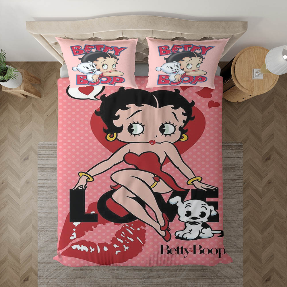 Betty Boop With Her Pudgy Dog Duvet Cover Set - Bedding Set