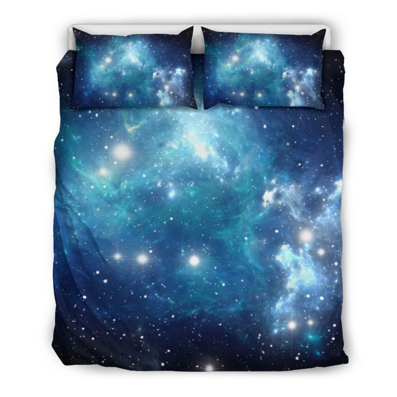 Blue Light Sparkle Galaxy Space Duvet Cover Set - Bedding Set