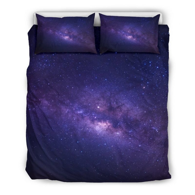 Dark Purple Milky Way Galaxy Space Duvet Cover Set - Bedding Set