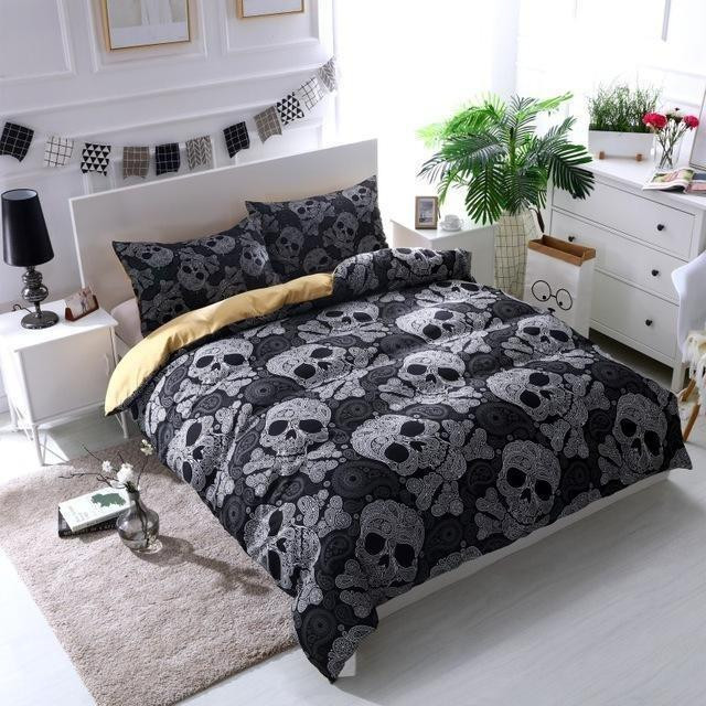 Black Bohemian Bones Duvet Cover Set - Bedding Set