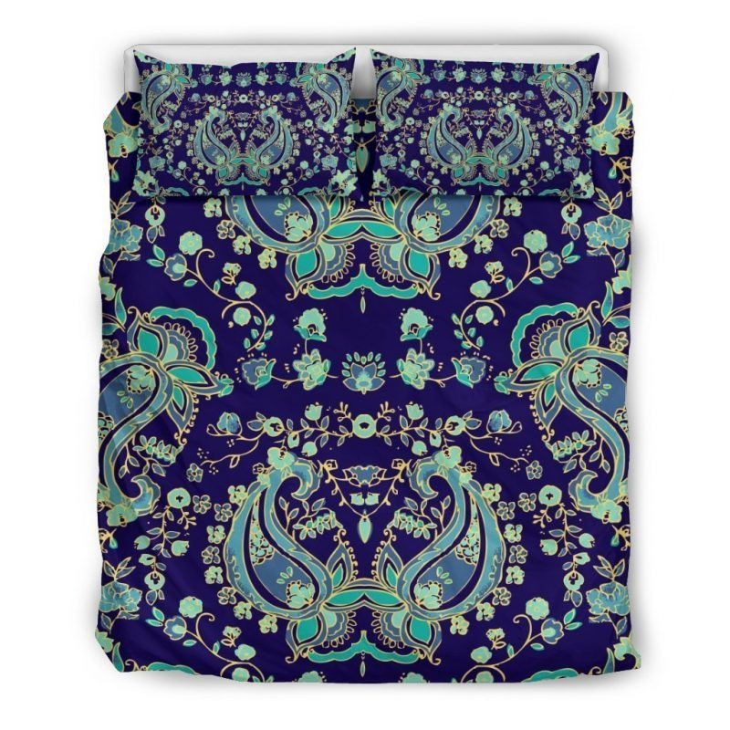 Blue Bohemian Paisley Duvet Cover Set - Bedding Set