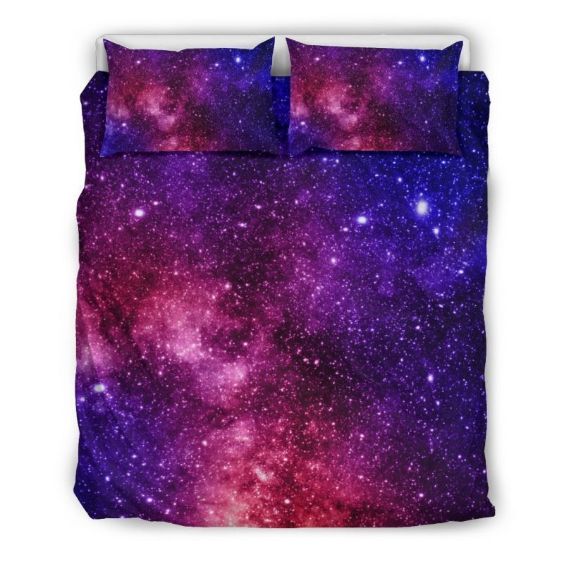 Blue Purple Stardust Galaxy Space Duvet Cover Set - Bedding Set