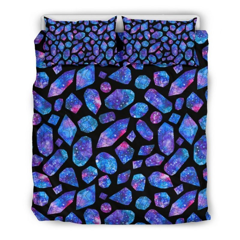 Blue Crystal Cosmic Galaxy Space Duvet Cover Set - Bedding Set