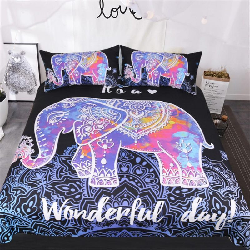 Colorful Elephant Duvet Cover Set - Bedding Set