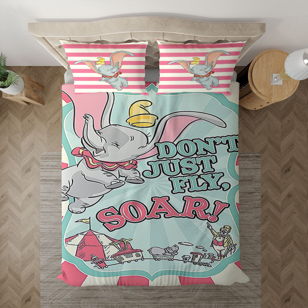 Dumbo Dont Just Fly Soar Animated Fantasy Film Disney gift For lover Dumbo Duvet Cover Set - Bedding Set