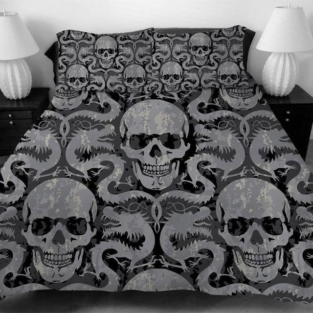 Sugar Dragon Skull Duvet Cover Set - Bedding Set