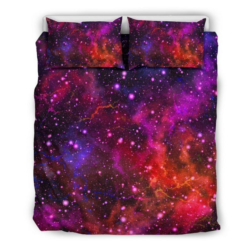 Purple Dark Galaxy Space Duvet Cover Set - Bedding Set