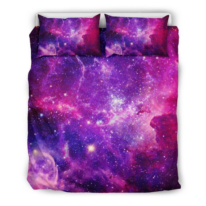 Purple Bursting Galaxy Space Duvet Cover Set - Bedding Set